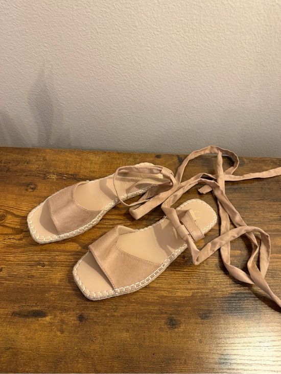 Journee Collection Shoes - Journee Collection Blush Tie-Ankle Espadrille Sandals